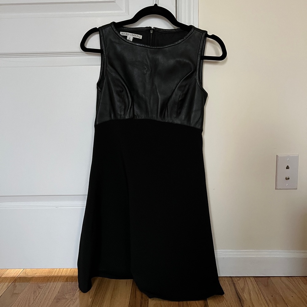 Maggy London Faux Leather Bodice Skater Dress